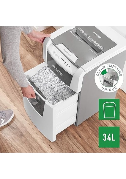Iq Autofeed Küçük Ofis, Mikro Kesim Evrak Imha Makinesi P5, Otomatik, 100 Sayfa, 34 Litre Atık Haznesi, Beyaz, 80120000 fırsatları