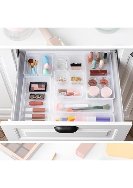 Home 12'li Dolap Içi Takı Makyaj Organizer - Çekmece Içi Düzenleyici Set Şeffaf fırsatları