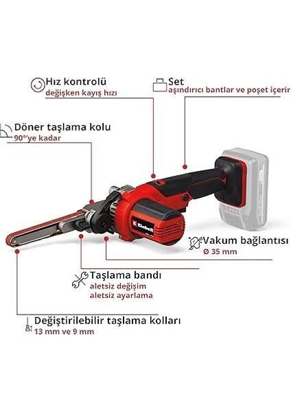 Akülü Bant Eğe Te-Bf 18 Li-Solo Power X-Change (18 V, 1.700 M/dk Hıza Kadar, 9 mm ve 13 mm 2x Zımpara Kolu, 12X Zımpara Bandı Dahil, Akü Dahil Değildir) - 4461000 modelleri