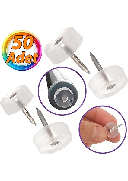 50 Adet Çivili Poligrit Mobilya Masa Sandalye Zemin Koruyucu Şeffaf Silikon Pabuç Poligirit fiyatları