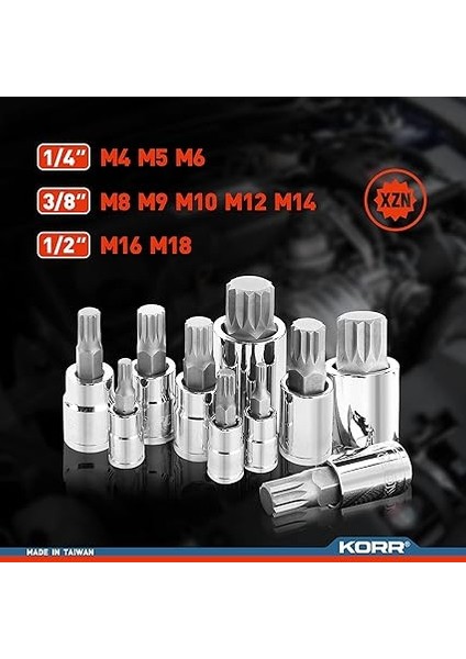 Tools KSS009 10 Adet Xzn Üçlü Kare Spline Bit Soket Seti indirimleri