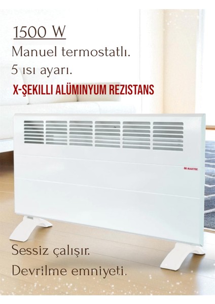 1500 Watt Elektrikli Panel Konvektör Isıtıcı Manuel Soba(Ayaklar,askı Aparatı Dahil)