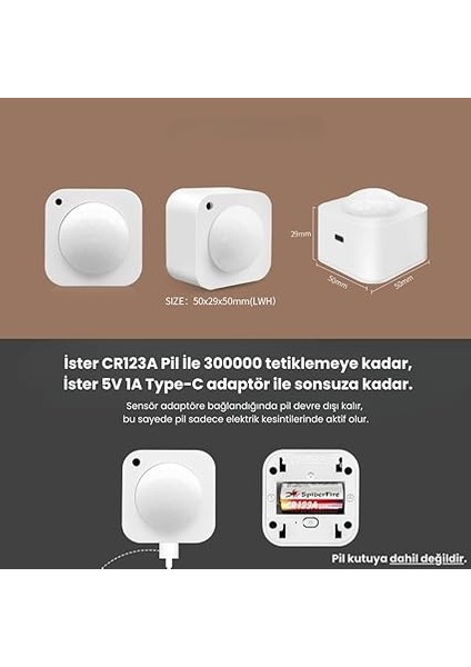 Zigbee Hareket ve Parlaklık Sensörü - Pil Hariç (Tuya, Smart Life, Home Assistant, ZIGBEE2MQTT Uyumlu) modelleri