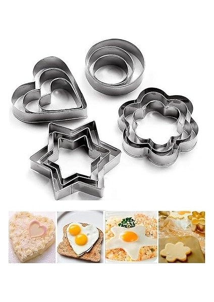 Çok Amaçlı Kurabiye Kalıpları, 5 Farklı Şekil, 3'lü Set (Yuvarlak Şekilli) fiyatları