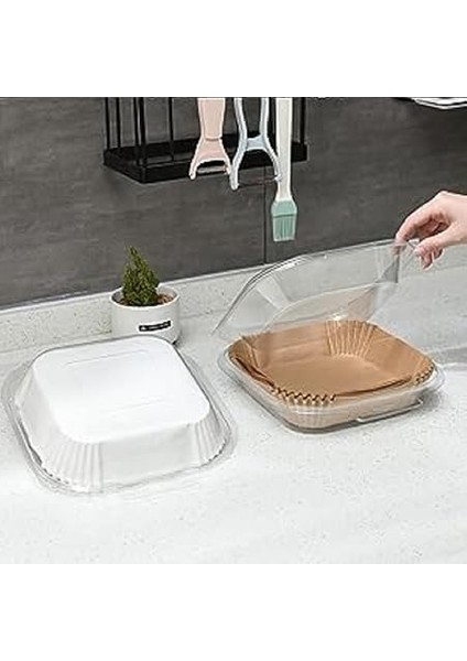 Home Airfryer Pişirme Kağıdı,xl-Xxl Büyük Boy, Kare, 50 Adet Hava Fritöz Parşömen Fırın Kağıdı Tek Kullanımlık Kağıt Fırın Fritöz Pişirme Kızartma Tavası Için Uygun 20CM fiyatları