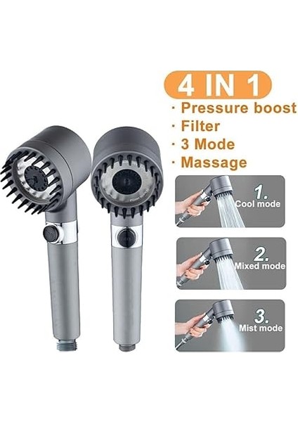 Masajlı Filtreli 3 Fonksiyonlu Siyah El Duşu, Handshower, Massage Handshower modelleri