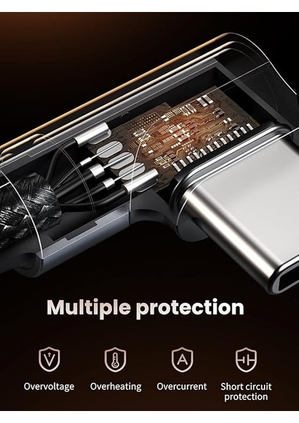 Usb-C To Usb-C 60W 3A Qc Pd Çift Tarafı 90 Derece Örgülü Hızlı Şarj Kalosu, 2 Metre, Siyah indirimleri