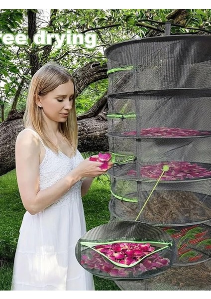 4 Katlı Fermuarlı Meyve Sebze Kurutma Filesi | Katlanabilir Doğal Kurutma Sepeti Siyah modelleri