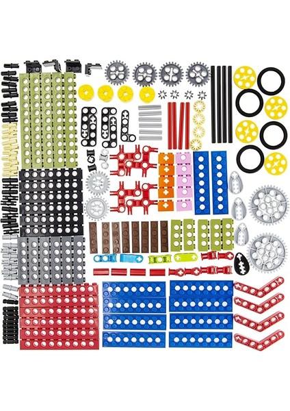 184PIECES Teknik-Lego ile Uyumlu Parçalar, Teknik-Kiriş-Dişliler-Akslar-Pimler-Jantlar Emiciler-Şoklama Diferansiyel Lastikleri Teknik Proje Için Parçalar (Rastgele Renk)