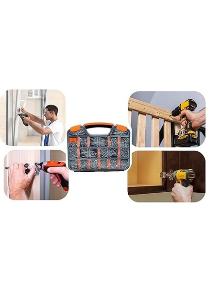 1231 Parça 16 Çeşit Vida Seti, Bits Matkap Ucu- Büyük Sunta Vidası Seti-Vida Organizer Çantası indirimleri