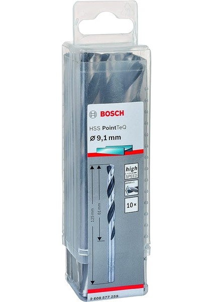 Professional 10 Adet Hss Spiral Matkap Ucu Pointteq (Metal Için, 9,1 x 81 x 125 Mm, Matkap Aksesuarı)