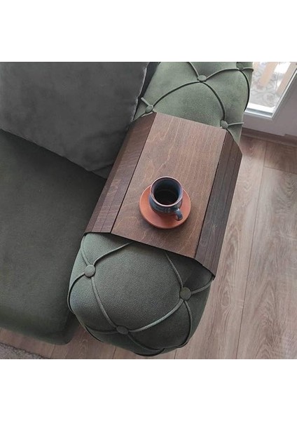 Koltuk Tepsisi, Kolçak Tepsisi, Yan Sehpa, Gerçek Ahşap (2 Adet, Koyu Ceviz) fiyatları