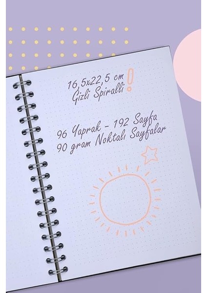 Journals 16,5X22,5 cm Gizli Spiralli Noktalı Defter Tarihsiz Not Defteri (Candy Polka) fırsatları