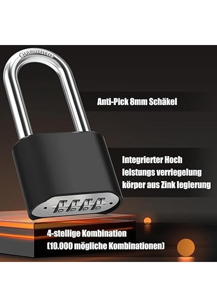 Ağır Şifreli Kilit, Uzun Zincirli [8mm Kalınlığında], Hava Şartlarına Dayanıklı 4 Haneli Kombinasyon Kilidi, Dış Mekan Güvenlik Kilidi, Su Geçirmez ve Hırsızlığa Karşı Güvenli, Avlu, Çit, Garaj, Kapı fırsatları