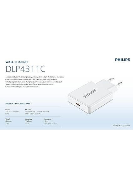 DLP4311C Type-C Hızlı Şarj Adaptörü, 33W Powerdelivery 3.0 + Quickcharge 3.0, Akım Korumalı, Slim Şarj (Siyah) fiyatları