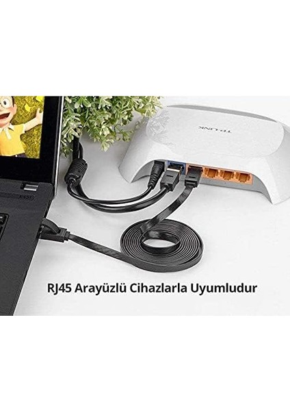 Cat6 Flat Ethernet Kablosu, 5 Metre, Siyah modelleri