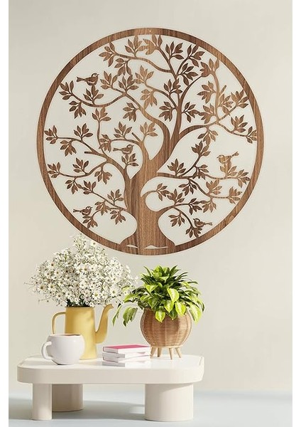 - Yaşam Ağacı Duvar Dekoru-Süsü, Lazer Kesim, Ahşap Dekoratif Tablo, KAHVERENGI-021 Kahverengi 48 x 48, Oturma Odası, Duvar Sanatçı indirimleri