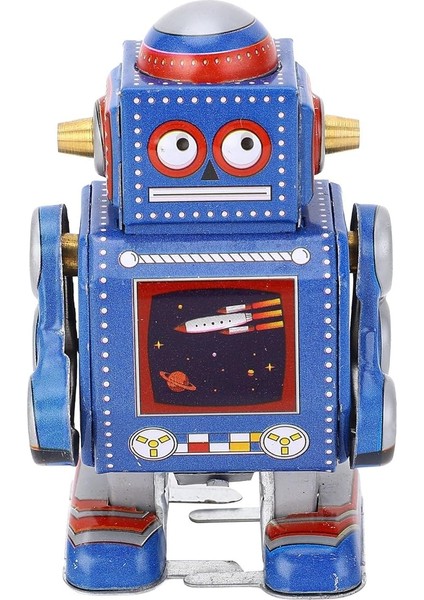Robot Oyuncak, El Yapımı, Dekoratif, Ilginç, Vintage Kurmalı Robot, Restoran ve Kafe Için (Blue)