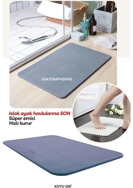 Koyu Gri Diatom Süper Emici Sihirli Hijyenik Paspas Diatomite Mat Diatom Banyo Paspası 600 * 390 * 9 kg fiyatları