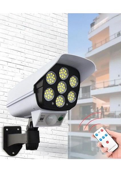 Görünümlü Hareket Sensörlü Uzaktan Kumandalı Solar Bahçe Lambası Su Geçirmez Güvenlik Işığı