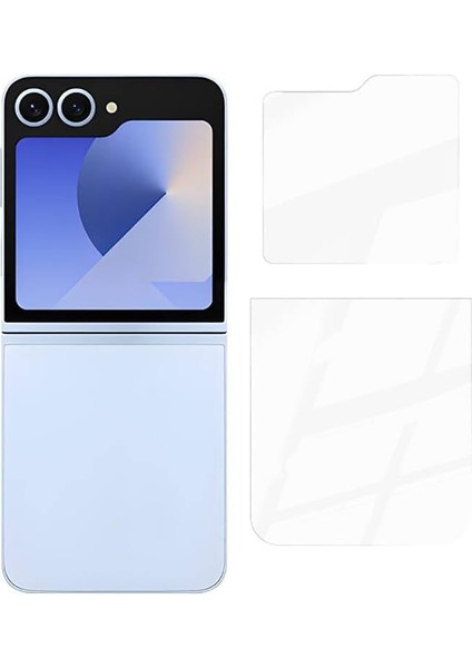 Samsung Galaxy Z Flip 6 Ekran Koruyucu Cam 2in1 Tam Kaplayan Temperli Etnaa Siyah