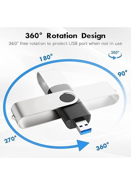 Flash Sürücüler, Yüksek Hızlı USB 3.0 Bellek Çubuğu, Taşınabilir USB Depolama Döner Başparmak Sürücü, Veri Depolama, Tv, Pc, Dizüstü Bilgisayar Için Su Geçirmez Ultra Büyük Kapasiteli USB Stick modelleri