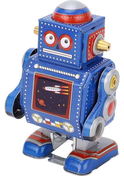 Robot Oyuncak, El Yapımı, Dekoratif, Ilginç, Vintage Kurmalı Robot, Restoran ve Kafe Için (Blue) fırsatları