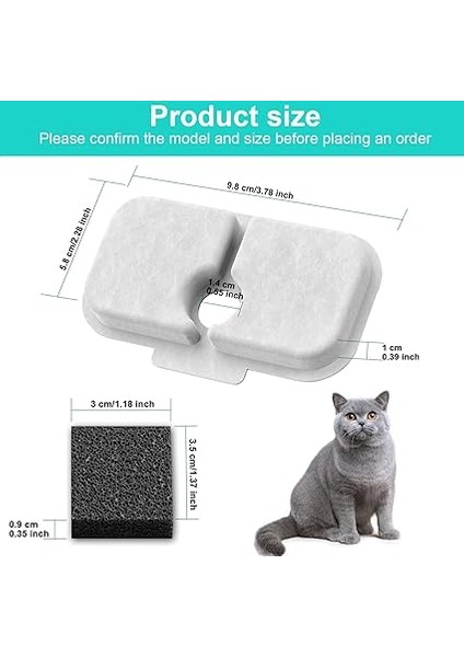 9- Paket Kedi Çeşmesi Filtresi Ön Filtre Süngerleri ile Değiştirme, Petlıbro 2.5L/80OZ Kedi Su Çeşmesi PLWF005/PLWF115 ile Uyumlu modelleri