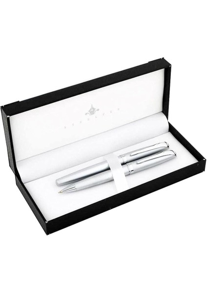 Truva Serisi 0165DT Desenli Krom Dolma Kalem+Tükenmez Kalem