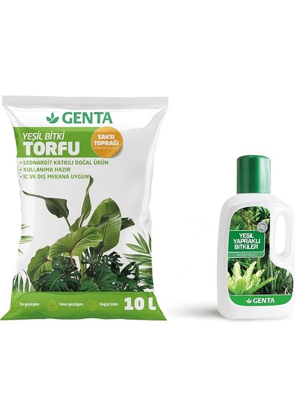 Yeşil Yapraklı Bitki Bakım Seti - Yeşil Bitki Toprağı - Yeşil Bitki Besini