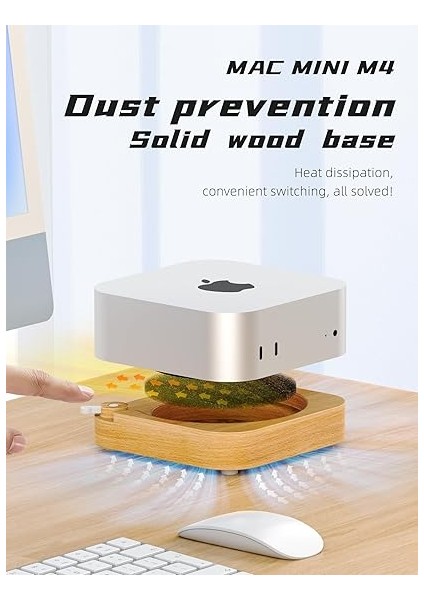 Ahşap Mac Mini M4 Toz Standı, Mac Mini 2024 Toz Dock Tutucu Izole Kedi Saç, Dahili Filtre Sünger, Mac Mini Harici Güç Anahtarı-Ajm4-F ile Isı Dağılımını Etkilemez fırsatları