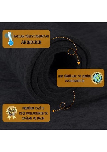 Beylini Halı Altı Keçesi Yalıtım ve Dolgu Keçesi, Koruyucu Ses,ısı, Hava 5-6 mm (Siyah, 200X100) indirimleri