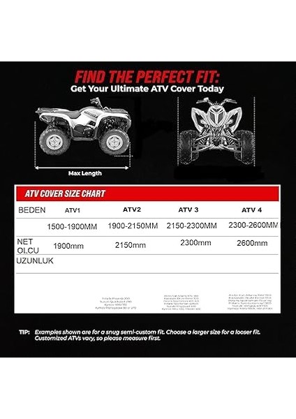 Atv Brandası, Su Geçirmez, Iç ve Dış Mekanlarda Kullanılabilir, Quad Cover Için Örtü, Toka, Kar Geçirmez, Toz Geçirmez (Atv-4) fırsatları