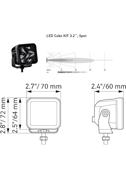 Led-Uzun Huzme Far Cube Kit 3.2" - 12/24V - 3000LM - Dörtgen - Spot Işıklandırma Sistemi - Kablo Uzunluğu: 500MM - Soket Modeli: Deutsch Soket - Takım - Miktar: 2 LED Lightbar indirimleri