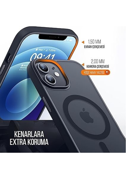 iPhone Için Kılıf Kamera Korumalı Magsafe Wireless Şarj Özellikli Mat Şeffaf Renkli Kılıf (Iphone 11 Siyah) fırsatları