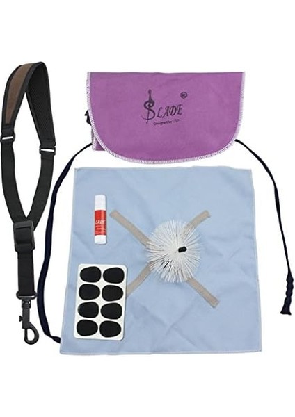 5'i 1 Arada Saksafon Seti, Boyun Askısı, 2 x Temizleme Bezi, Ağızlık ve Mantar Yağı