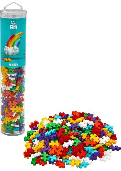 Plus 9604262 Parlak Yapı Oyuncağı, Gökkuşağı, Yaratıcı Yapı Taşları Tüpü, 240 Parça, Çok Renkli, Mini