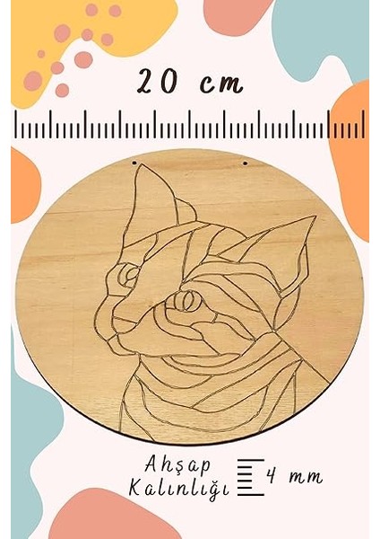 Inside Renkli Kedi Ahşap Boyama Tuval Seti Hediye Hobi Kiti 20 cm modelleri