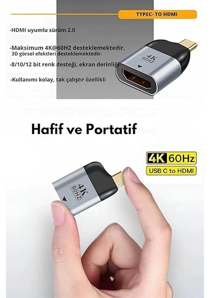 Type-C To HDMI Çevirici Dönüştürücü 4K 60Hz Macbook Windows Android Ile Uyumlu Adaptör fırsatları