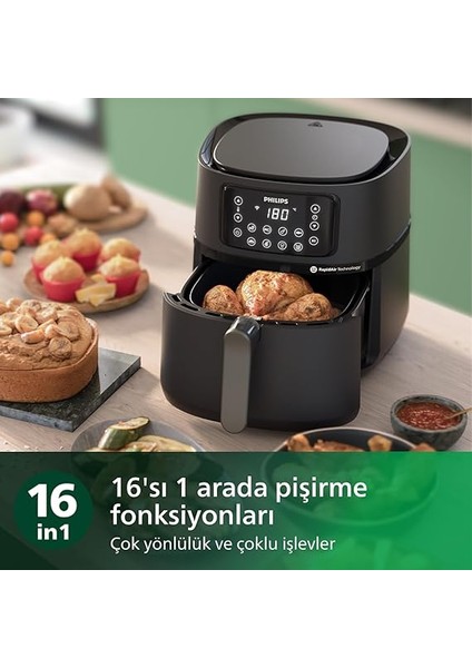 5000 Serisi Airfryer Xxl Connected, 7,2l (1,4 Kg), Rapid Air Teknolojisi, Pişirme ve Izgara Aksesuarları, Homeıd Uygulaması, 1,4kg Kapasiteli Sepet, HD9285/96 indirimleri