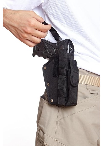 Askeri Malzeme Sağ El Siyah Renkli Çift Emniyetli Şarjörlüklü Airsoft Palaskaya Kemere Geçirmeli Impertex Silah Kılıfı fiyatları