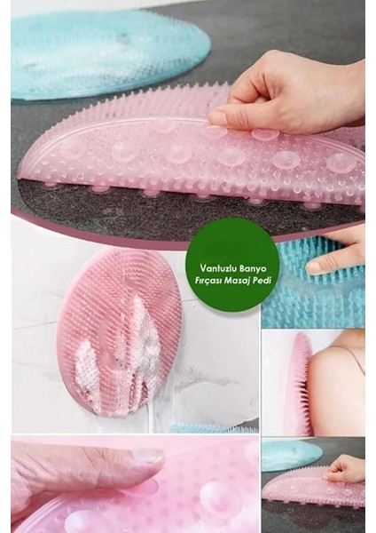 Pratik Silikon Vantuzlu Banyo Fırçası Masaj Pedi Sırt Ayak Kesesi Yıkama Aleti Sırt Lifi Ayak Matı modelleri