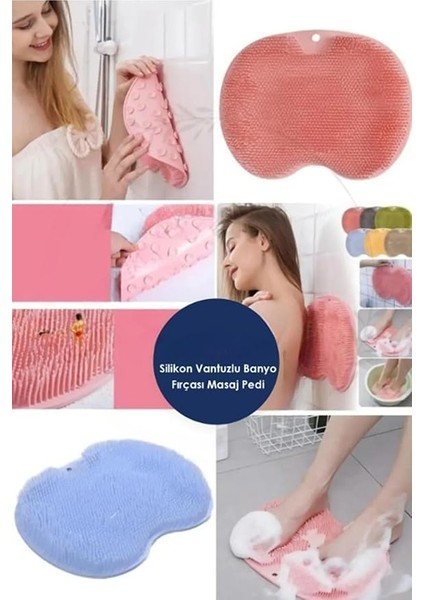 Pratik Silikon Vantuzlu Banyo Fırçası Masaj Pedi Sırt Ayak Kesesi Yıkama Aleti Sırt Lifi Ayak Matı fırsatları