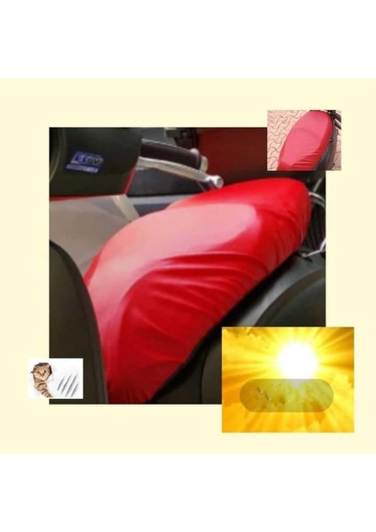 Caro (218) Vespa Gts 300 Kırmızı Motosiklet Deri Sele Kılıfı Örtüsü Brandası ile Uyumlu