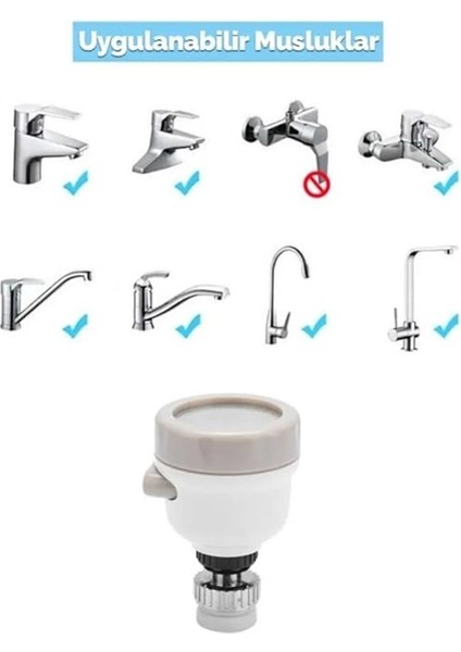 Su Tasasrruflu 3 Fonksiyonlu Mutfak Musluk Başlığı 360 Derece Oynar Başlıklı Beyaz indirimleri