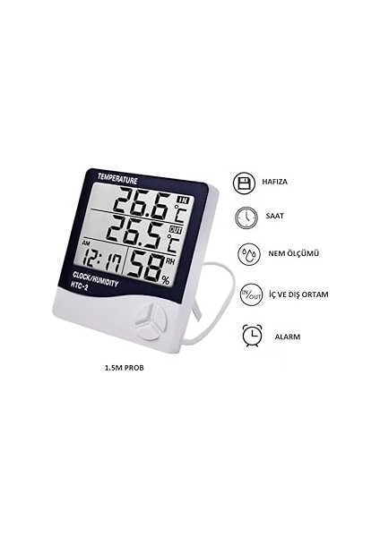 Dijital Termometre Sıcaklık ve Nem Ölçer Higrometre Masa Alarm, Problu Dijital Termometre, Problu Sıcaklık ve Nem Ölçer fırsatları