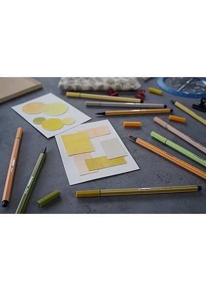 Point 88 &amp; Pen 68 Pastellove - Ince Keçe Uçlu Kalem ve Keçe Uçlu Boya Kalemi - 12'li Paket - Çeşitli Renkler indirimleri