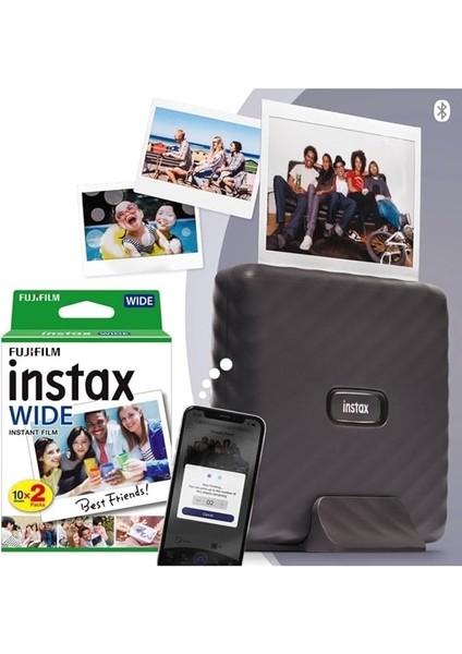 Instax Wide Link Gri Akıllı Telefon Yazıcısı ve 20'li Film