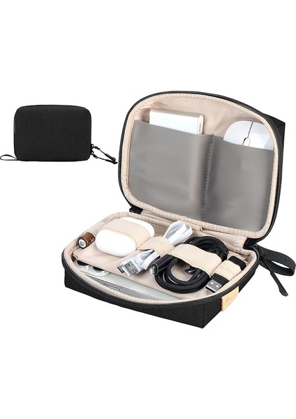 Kompakt Kablo Organizer Çantası, Dizüstü Aksesuarları/powerbank/sd Kartlar Için Taşınabilir Elektronik Düzenleyici - Seyahat, Ofis, Fotoğrafçılık,siyah