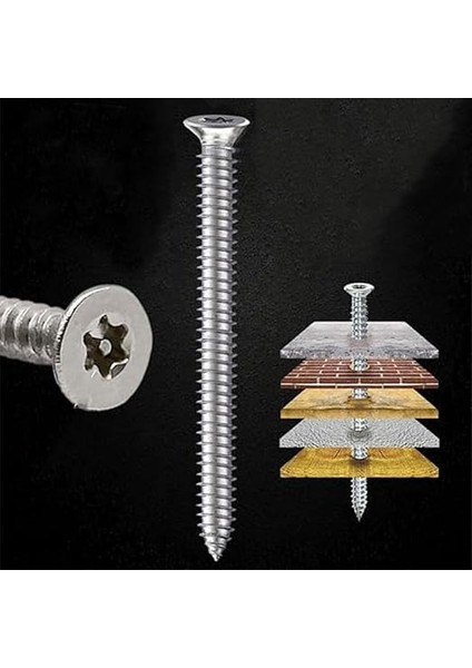 Buldex Vida 7.5X100 mm 50 Adet Sivri Uçlu Dübelsiz Beton Vidası Tork Duvar Vidası Buldeks